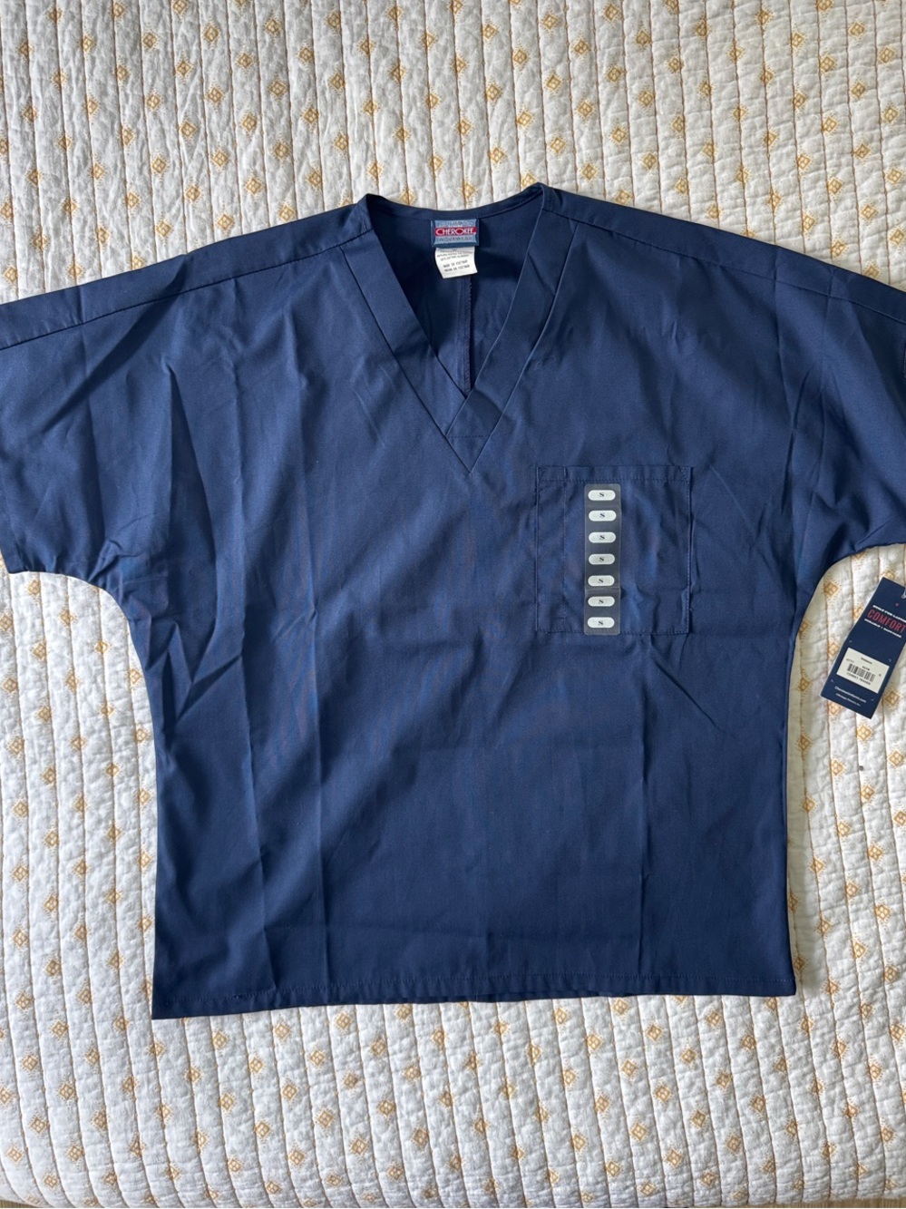 Navy V-Neck Scrub Top - unisex